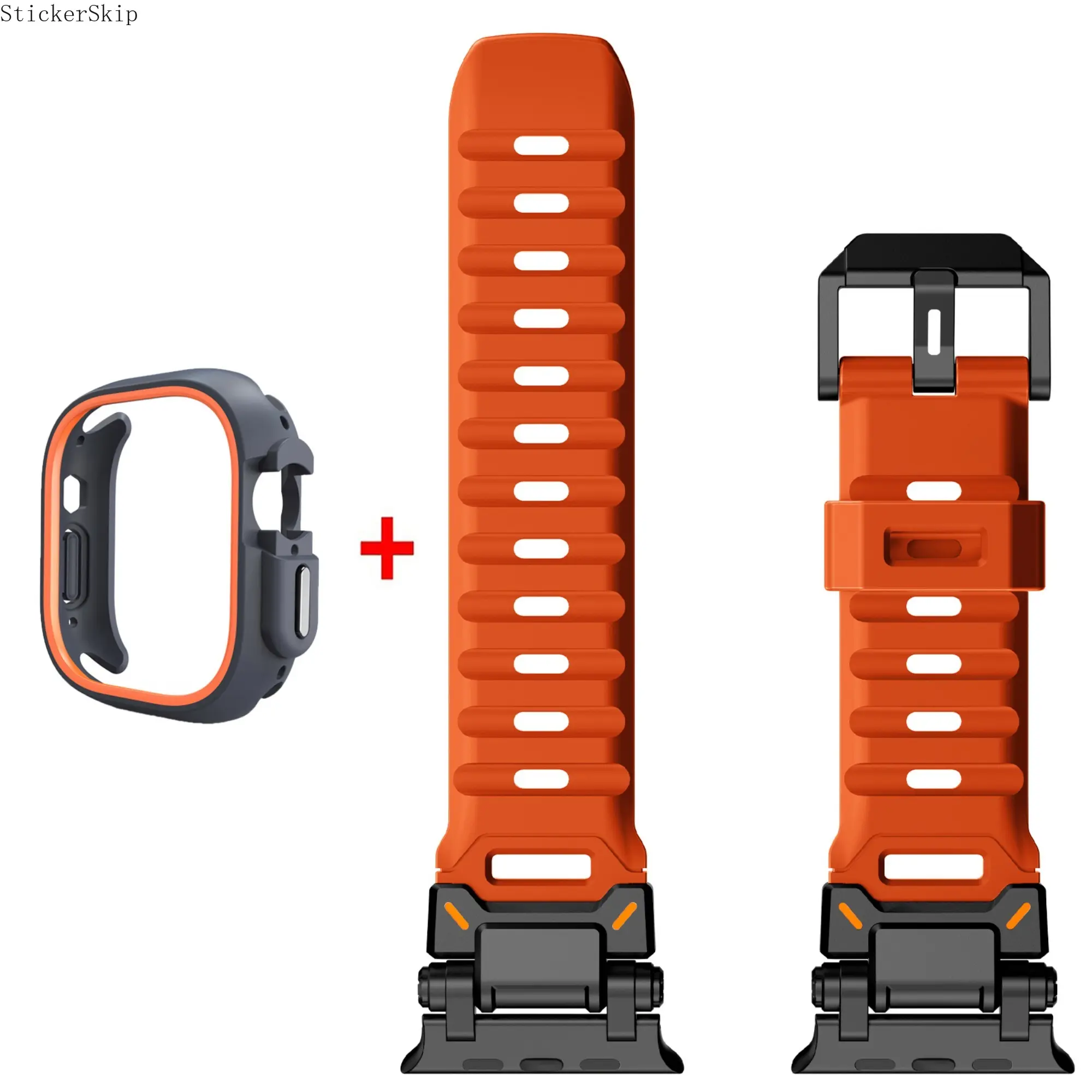 2026 Wearable iWatch Ultra 49mm Shell & Strap Set - 2-Pack Durable TPU Shockproof Protection Cover with Fluororubber Sport Strap for Ultra 1/2/3, Rugged Outdoor Smart Watch Accessories, Full Edge