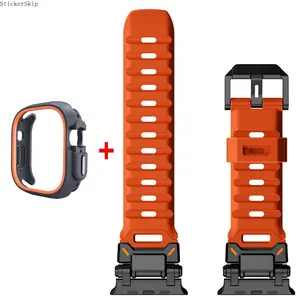 2026 iWatch Ultra Band & Case Set – 2-Pack TPU Shockproof Protective Cover with Fluororubber Sport Strap for Ultra 1/2/3 49mm, Rugged Outdoor Watch Accessories