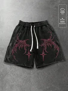 Unisex Y2K Gothic Print Cotton Breathable Shorts, Comfortable and Stylish Short Pants for Men and Women, Perfect for Casual Wear