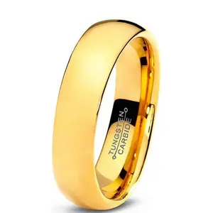 Tungsten Wedding Band for Men with Gold Tone Plating | 6mm