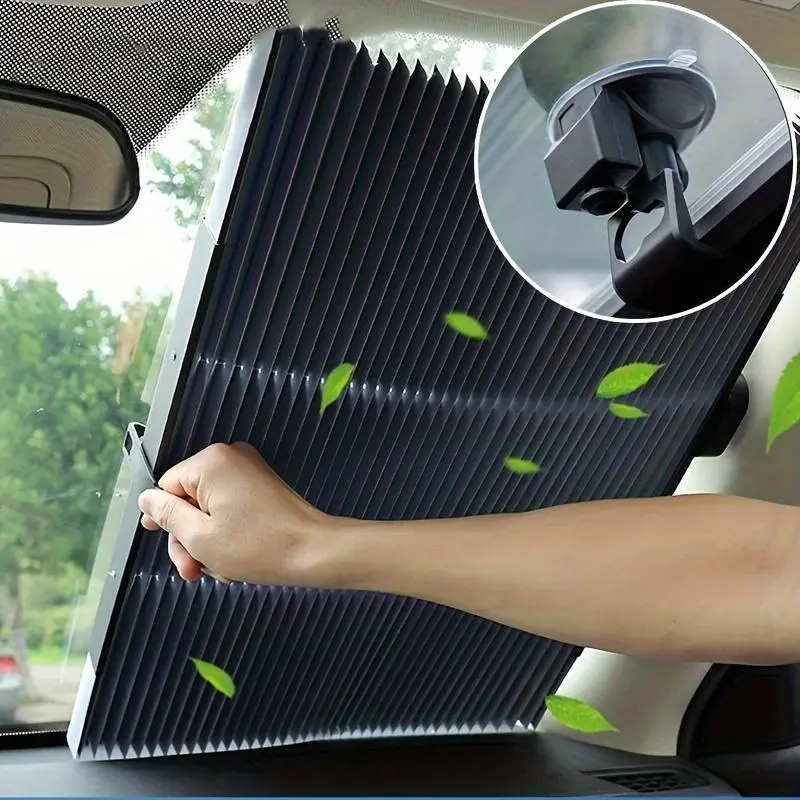 Protect Your Car from the Sun with This Retractable Windshield Sunshade - Windscreen Shade Cover - With Suction Cups for Easy Installation!