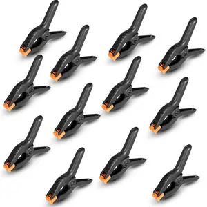 24 Pack Heavy Duty Plastic Spring Clamps 4.3 Inch, Multi-Purpose Utility Clips for Clothes Drying, Laundry, Hanging Pictures, Crafts, Woodworking, Photo Studio Backdrop Stand