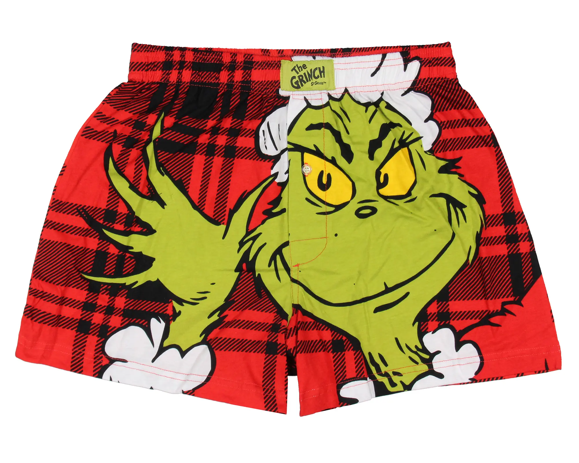 Dr. Seuss The Grinch Men's Don't Be A Grinch Plaid Boxers Underwear Lounge Sleepwear Dr. Seuss The Grinch Men's Don't Be A Grinch Plaid Boxers Underwear Lounge Sleepwear