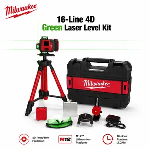 Milwaukee 16 Line 4D Leveling Instrument High Precision Measuring Tool For Wall Floor Ceiling Alignment Installation Work In Construction Interior Decoration Carpentry Layout And Engineering Marking Application
