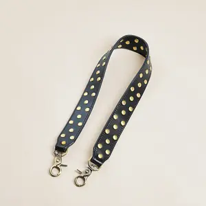 Jackie Shoulder Strap - Leather Black Studded