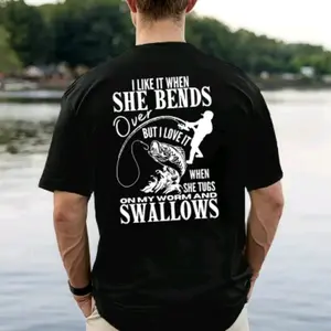Fishing l Like lt When She Bends Over But l Love it T-Shirt, Funny Fisherman Shirt, Bass Fishing Humor Hoodie, Fishing Gift Tee