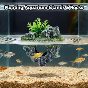 Floating Aquarium Landscape Island with Realistic Greenery, Aquatic Plants, Ideal for Fish Tanks, Aquatic Environment Decor, Fish Tank Decorations, Garden Ornament, Fish Lovers