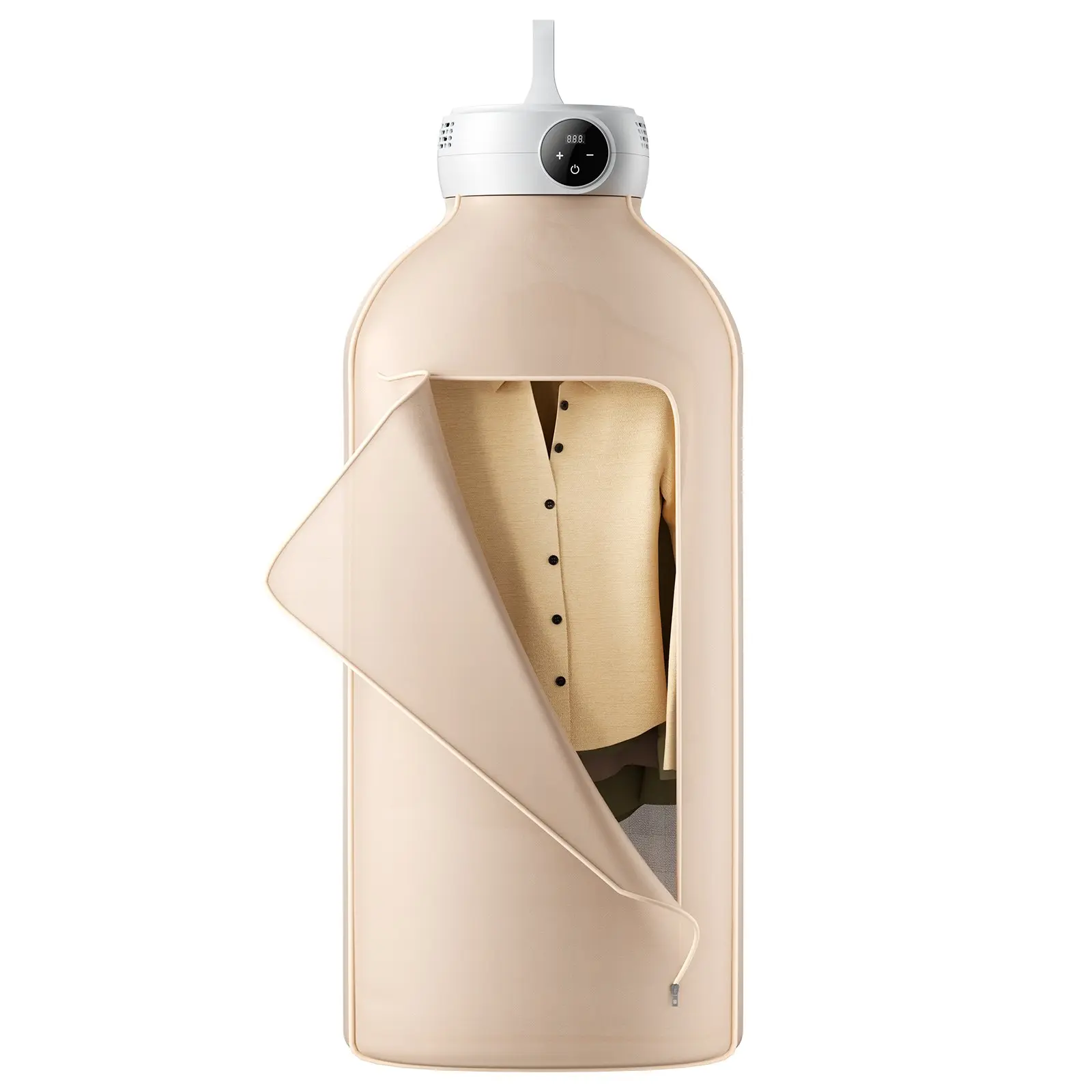 VEVOR GR889 Foldable Mini Clothes Dryer - 600W PTC Heating, 5-H Timer, LED Display Screen, 19.7x7.9x43.7in, 2.29lbs Beige Oxford Fabric Dryer, Small Footprint for Apartments, Hotels, Dorms