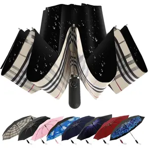Compact Inverted Travel Umbrella, Automatic Open Close, 9-Rib 46 Inch Windproof Umbrella, Waterproof UPF 50+, Portable Umbrellas for Men, Women, Travel, and Daily Use