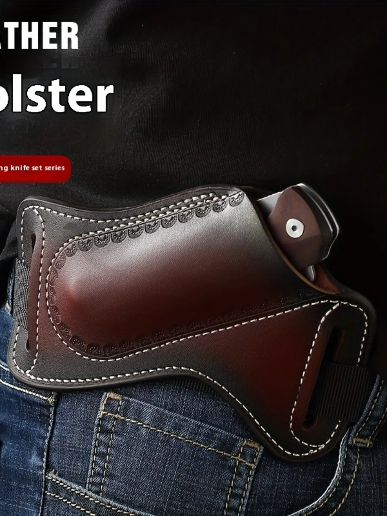 Multi-functional tool storage leather case, top-grain cowhide hiking waist bag, folding knife storage pouch, knife case, camping and hiking tool waist bag, Survival Gear, Camping equipment