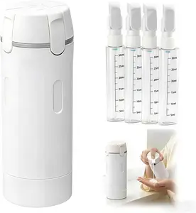 4 in 1 Travel Dispenser, 4 Pack 30ML Travel Bottles with Stickers for Toiletries, Leak Proof Travel Size Containers, Portable for Shampoo Lotion Conditioner Cream White