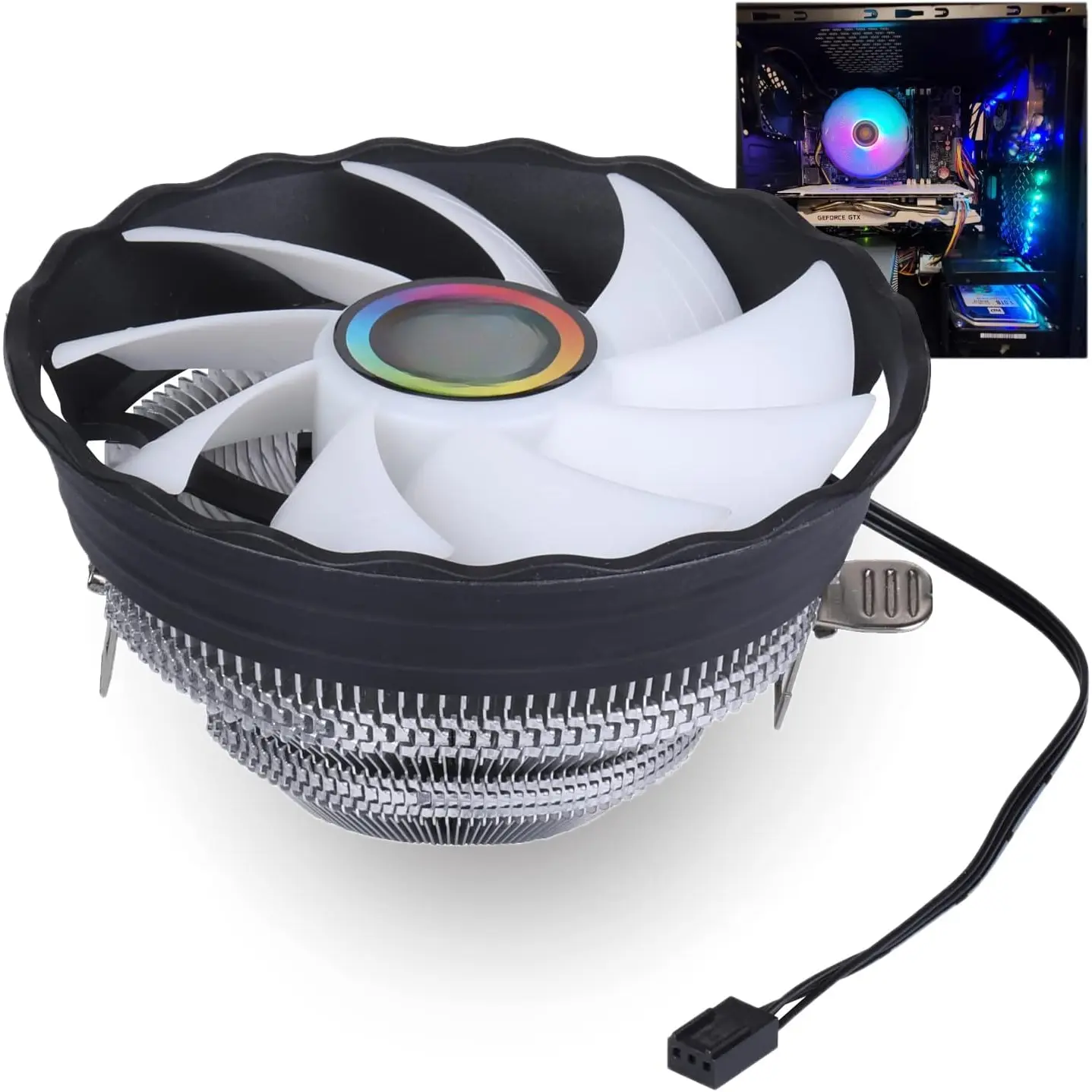 Halo 120MM RGB LED CPU Fan 1500RPM Central Processing Unit Cooling for LGA 1155 1151 775 1366  Extruded Heat Sink Solution