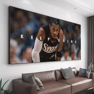 [Sale off up to 65%][Free Ship][No Frame] NBA - Allen Iverson Keep Going Motivational Quote Basketball Poster Painting Wall