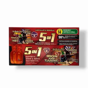 Bellodecta 5-in-1 Drinkable Ampoules 14 Pack (30ml Each) – Iron, Vitamin B Complex, Brain & Nerve Support Supplement