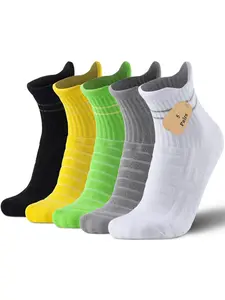 5 Pairs of Men's Quarter Athletic Socks, Colorful Collection & Fashionable Design, Enhanced Cushioning & Arch Support, Seamless Toe & Moisture-Wicking Comfort, Ideal for Running, Hiking and Active Lifestyle, All Day Comfort Ankle Socks