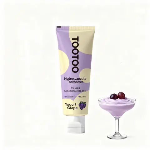 Tootoo Natural Grape Yogurt Probiotic HAP Xylitol Toothpaste (120g Bottle, 20ml Option) - Dental Care Toothpaste for Children, Fluoride-Free Formula, Anti-Cavity, Bad Breath Freshening, No Artificial Additives, Oral Care Supplies