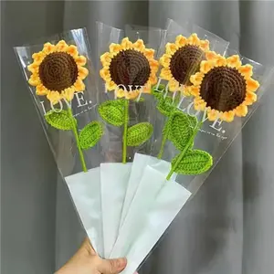 1/3Pcs Hand-Woven Creative Knitting Bouquet Hand Knitting Sunflower Artificial Bouquet Decoration Fake Flowers