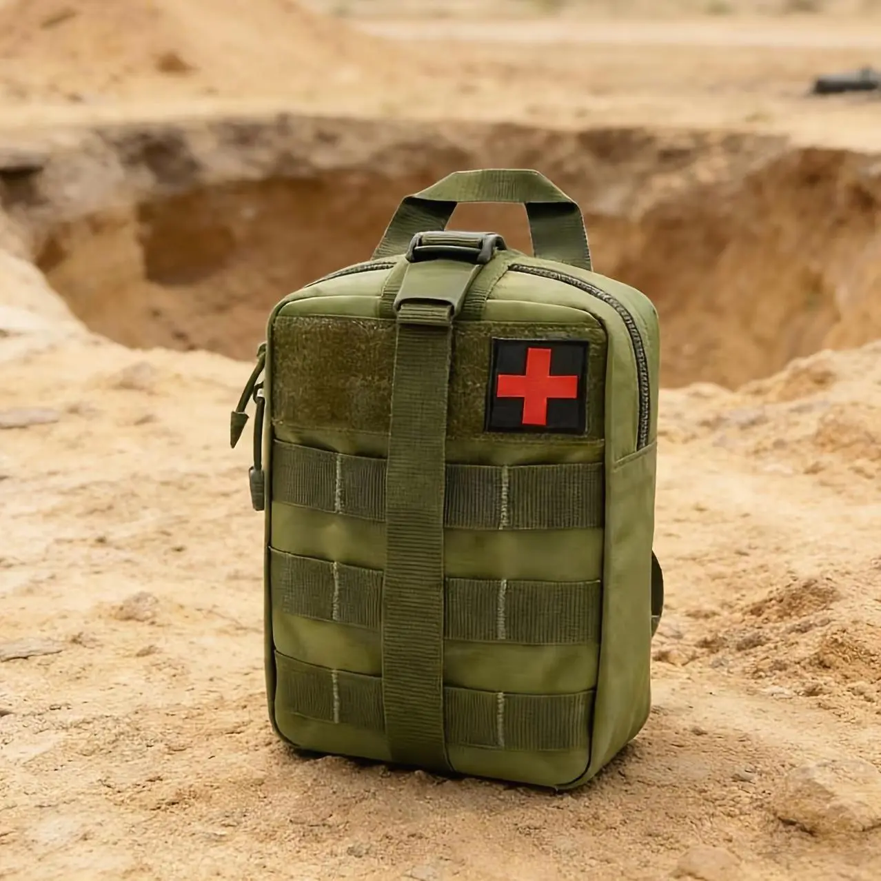 1pcs2pcs/3pcs Portable Survival Bag with Multiple Compartments, Made Of Durable Canvas Material with A Red Cross Symbol, Suitable for Outdoor Travel, Camping, Hiking, Travel Emergency Equipment, Unisex, Compact Design, Reinforced Stitching,, Random