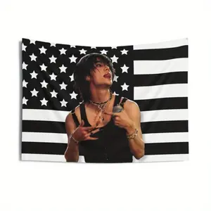 of Skz Hyde Park Flag - 36X60 Inches, Featuring a Black And White Striped Pattern with Intricate Textured Fabric, Ideal for Kpop Collectibles, Concerts, And Birthday Presents (3X5), Concert Gear | Flag Design | Textured Material Home Decor Gifts Outdoor G