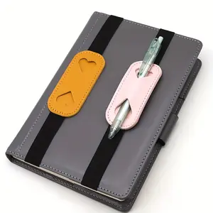 1pc heart-shaped PU leather elastic pen holder, notebook stand, pen slot, simple PU leather pen pouch accessory suitable for pockets, Stylus