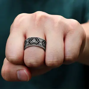 8mm Stainless Steel Celtic Knot Band Polished Bands for Women Men