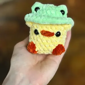 Duck in a Frog Hat - Handmade Crochet