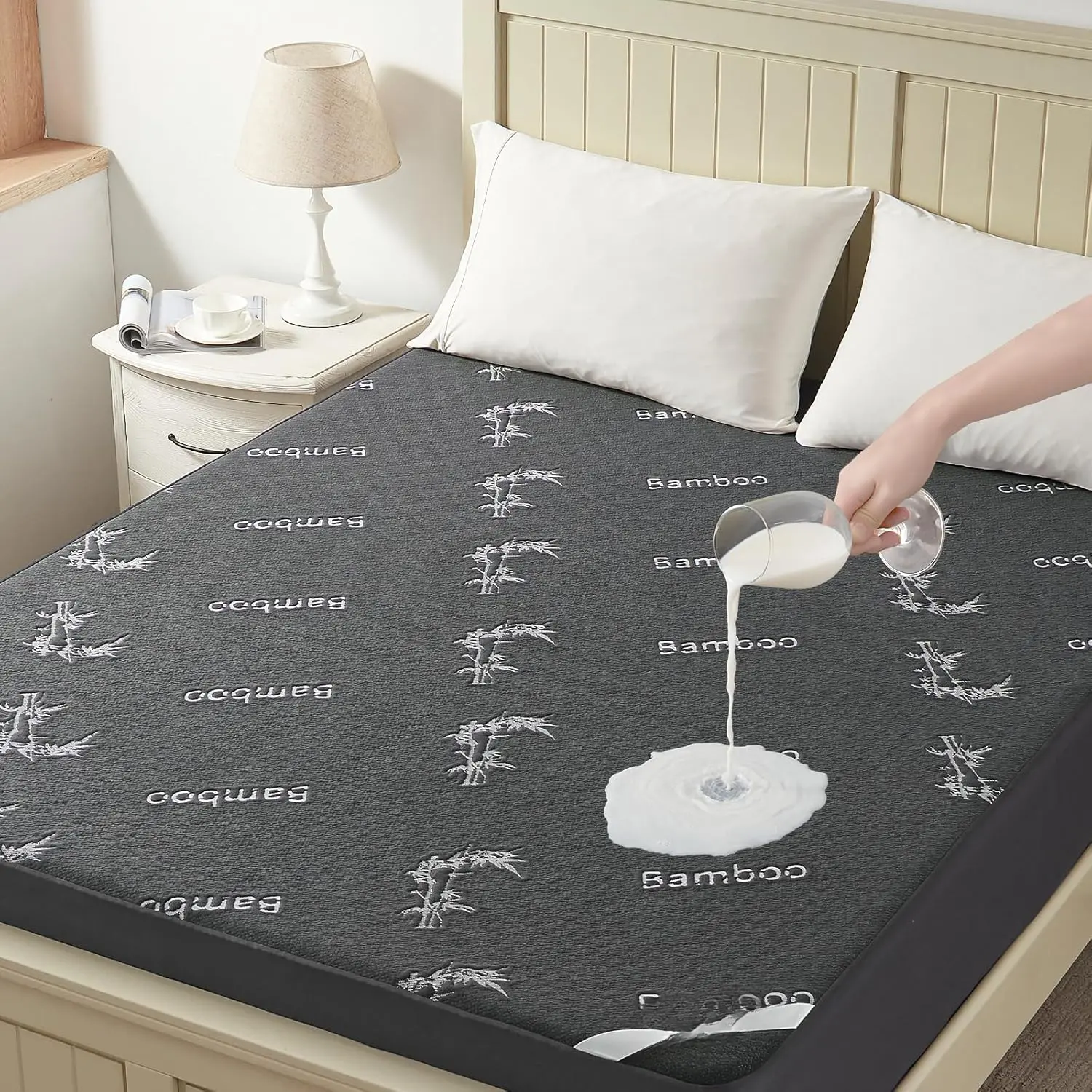 Full Size Mattress Protector , Mattress Pad Fitted 6-15 Inch Deep Pocket, 3D Air Fabric Soft Double Bed Mattress Cover Noiseless Washable for Home, College Dorm, Gray
