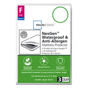 Mainstays NexGen Waterproof Anti-Allergen Zippered Mattress Protector, Full
