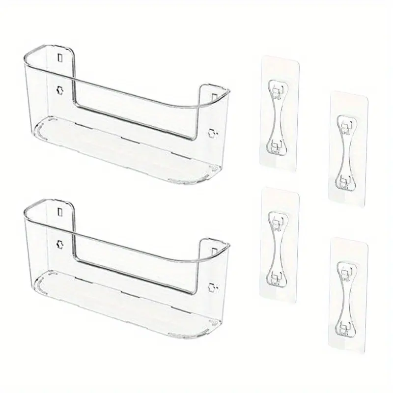 2Pcs Storage Organizer Bins Wall Mounted Shower Basket, Shower Caddy Stackable Clear Plastic Makeup Organizer Adhesive Hanging Bin for Bathroom, Kitchen, Cabinet, Pantry, BPA Free (small) 9.25x 3.35 x 3.15inch - Home Improvement.