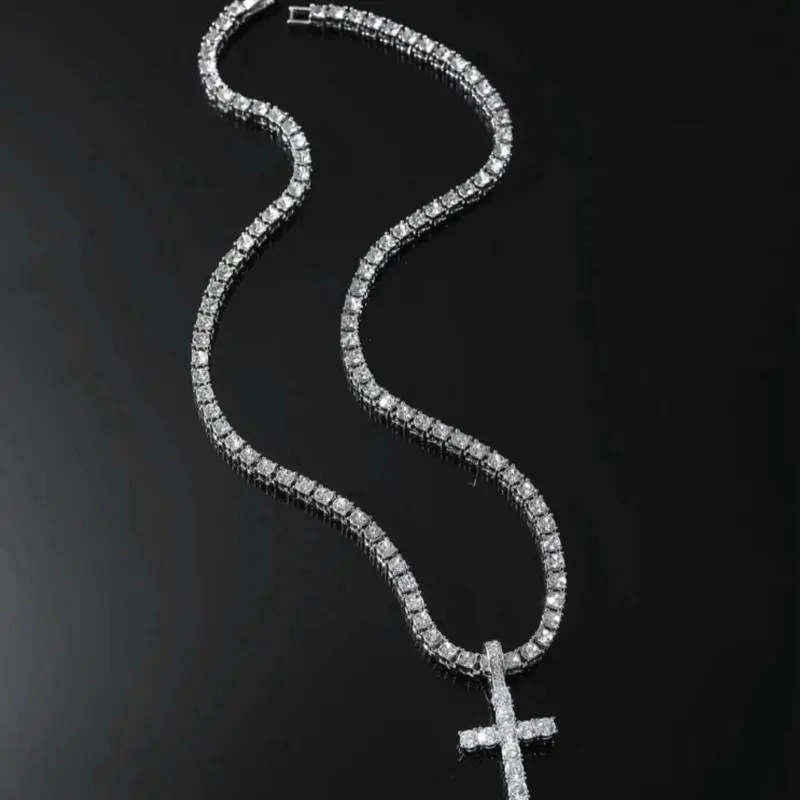Tennis chain and cross combo-iced out set