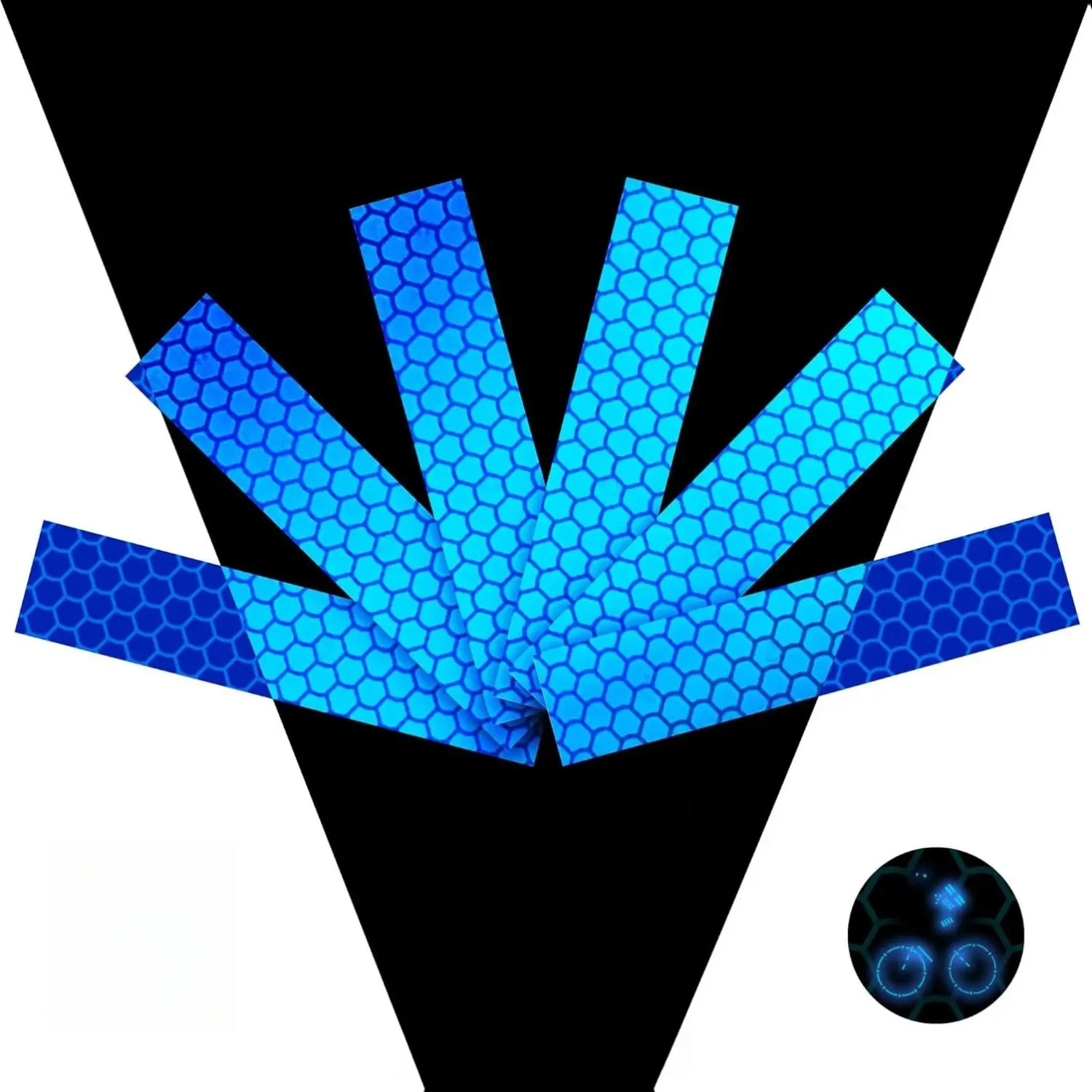 Reflective Stickers for Helmet | 6pcs Prism Blue | Similar to 3M Reflective Tape | Bike Reflectors for Night Riding, Mailbox reflectors