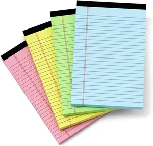 Colored Legal Pads 5x8, 4 Pack, Lined Note Pads 5x8 College Ruled, Note Paper 5x8, Pink Notebook Paper 5x8 Colored Notepads, Pink Legal Pads 5x8 Lined Paper