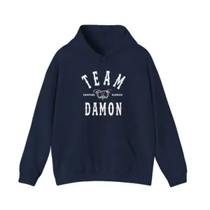 The Vampire Diaries Team Damon Hooded Sweatshirt - Unisex Heavy Blend, Official Andise