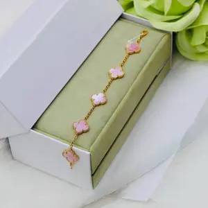 Stainless Steel Pink Flower Bracelet – Waterproof & Hypoallergenic