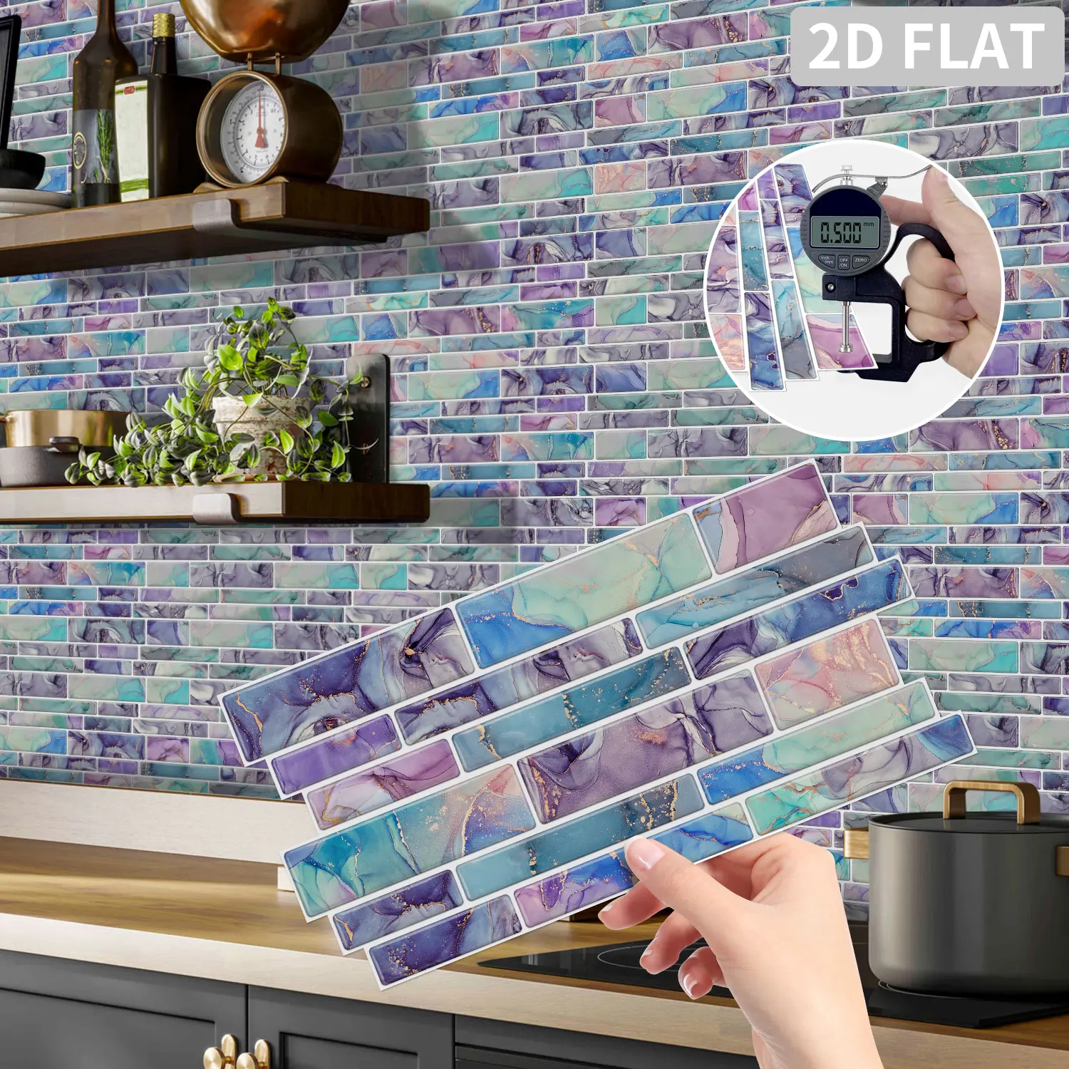 Marble Pattern Wall Sticker, 12/24/48pcs Self-adhesive Peelable 3D Wallpaper, Waterproof Wall Sticker, Waterproof Wall Decal for Living Room, Bedroom, Kitchen, Bathroom, Home Decor, Decor, Waterproof Marble Stickers