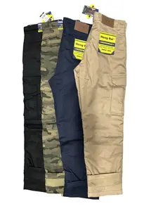 Men's Stretch Cargo Pants - Plain, Mid-Waist Straight Work Trousers, Button Closure, Multi-Pocket, All-Season Menswear for Work & Daily Versatile Use (Buttons Men's Pants)