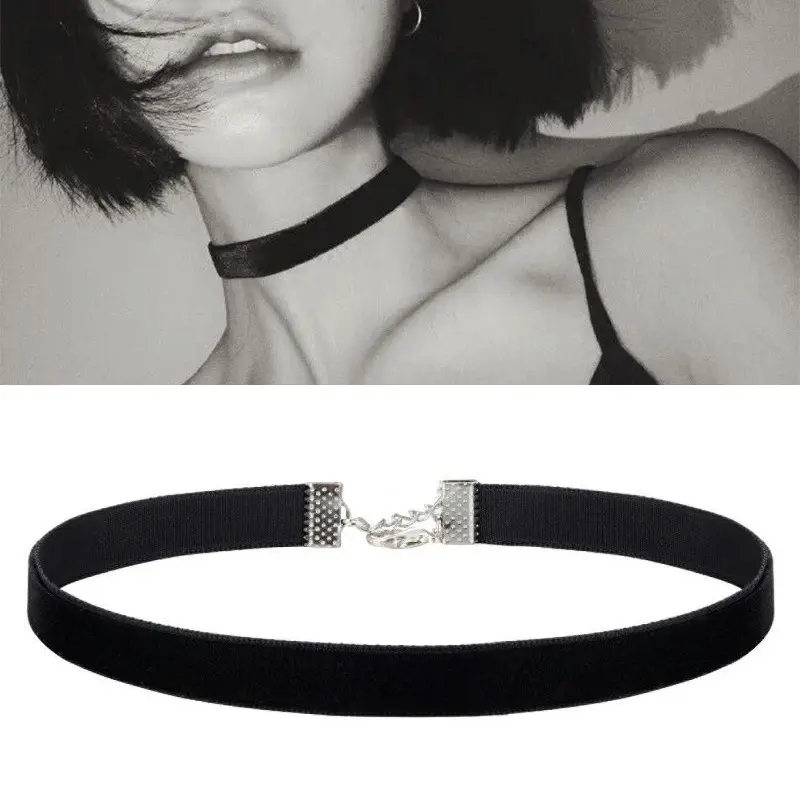 Gothic Black Velvet Choker Necklace Adjustable Rope Women Girl Kpop Jewelry Accessories for Party Gift