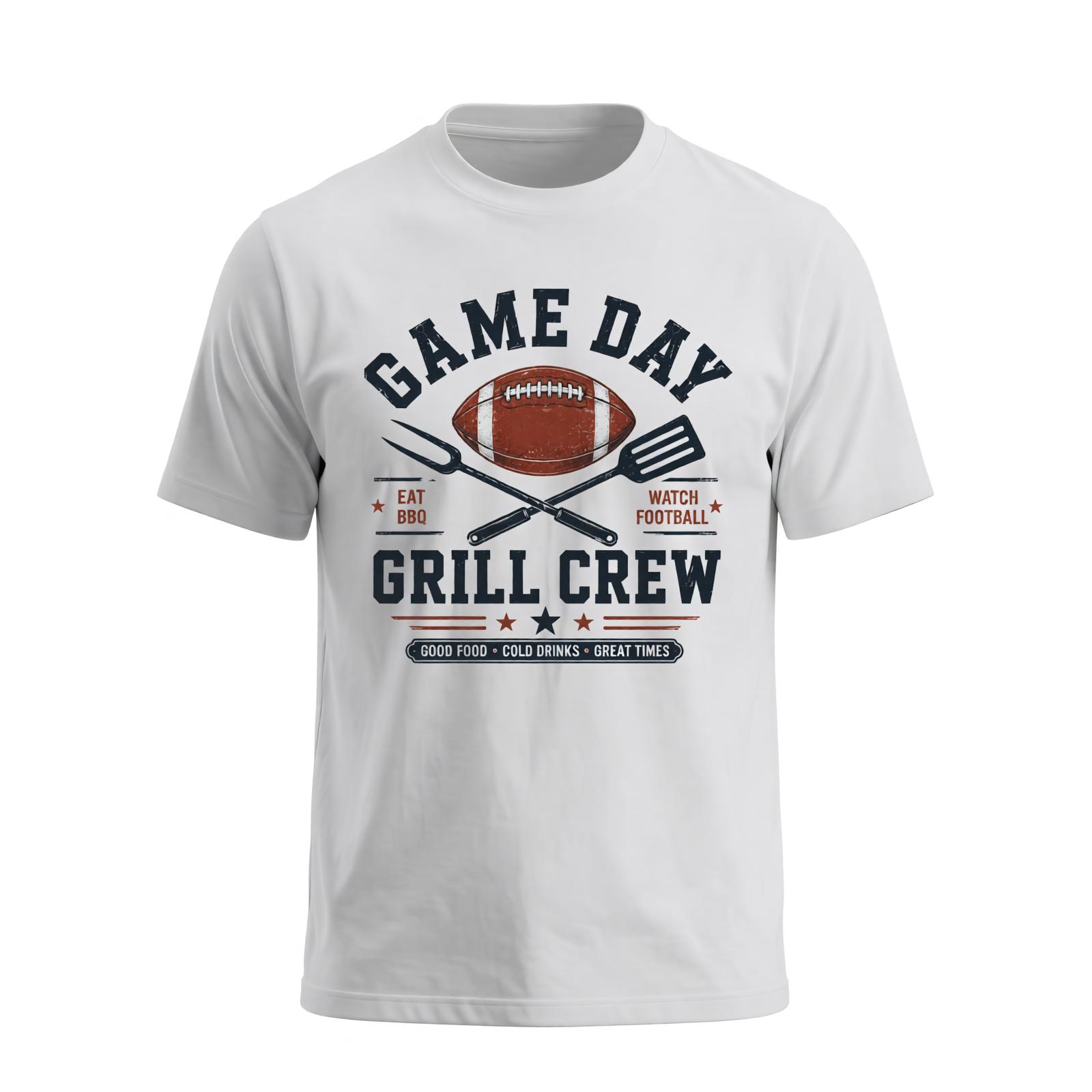 Men's Vintage Print Short-Sleeve Casual Football Tailgate Tee - Breathable Soft Cotton Unisex Menswear Top for Game Day BBQ Parties