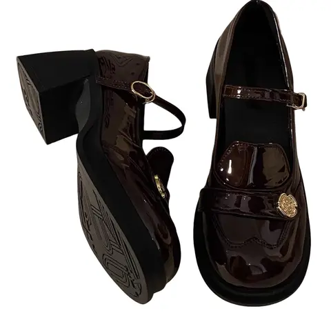 Women's Vintage Classic Round Toe PU Leather Mary Jane Shoes, Mid Block Heel & Thick Rubber Sole, Comfortable All-Season Footwear, Adjustable Mary Janes, Medium Width