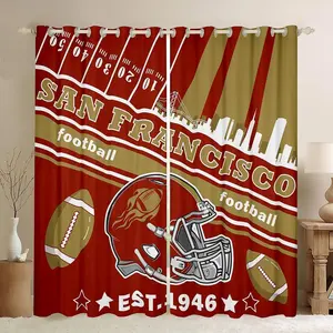 Football Blackout Curtains (2 Panels ) Rugby Sports Curtains for Bedroom Living Room Football City Window Treatments