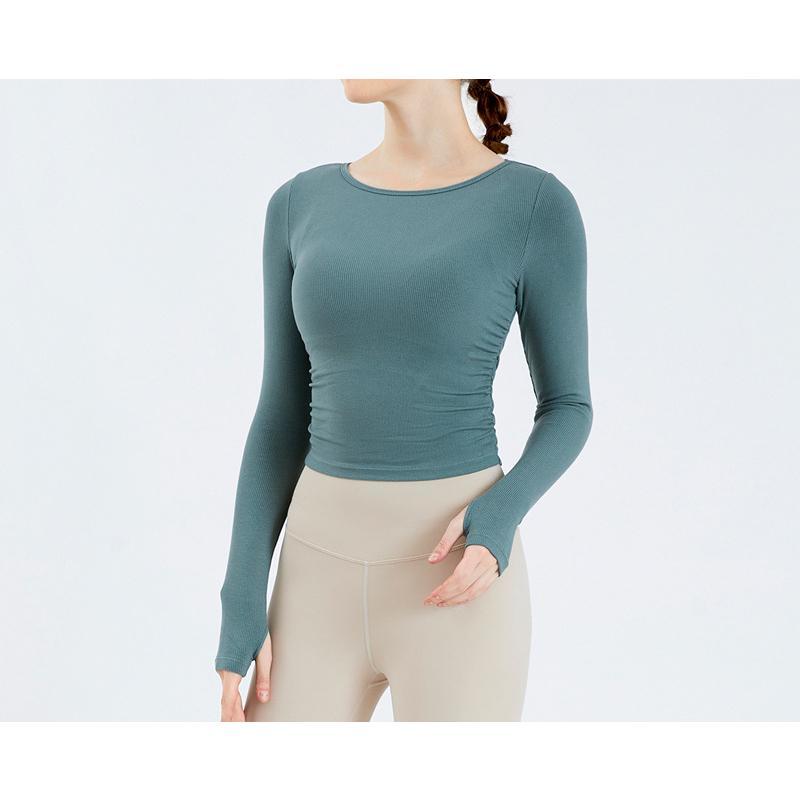 Aerial Yoga Suit for Women Long Sleeve Slimming Sports Top Short Pilates Training Fitness Outfit Set