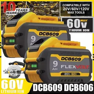 High efficiency 2Pack For DEWALT DCB6092 20V/60V MAX FLEXVOLT 9 Ah Li-Ion Battery DCB609 N