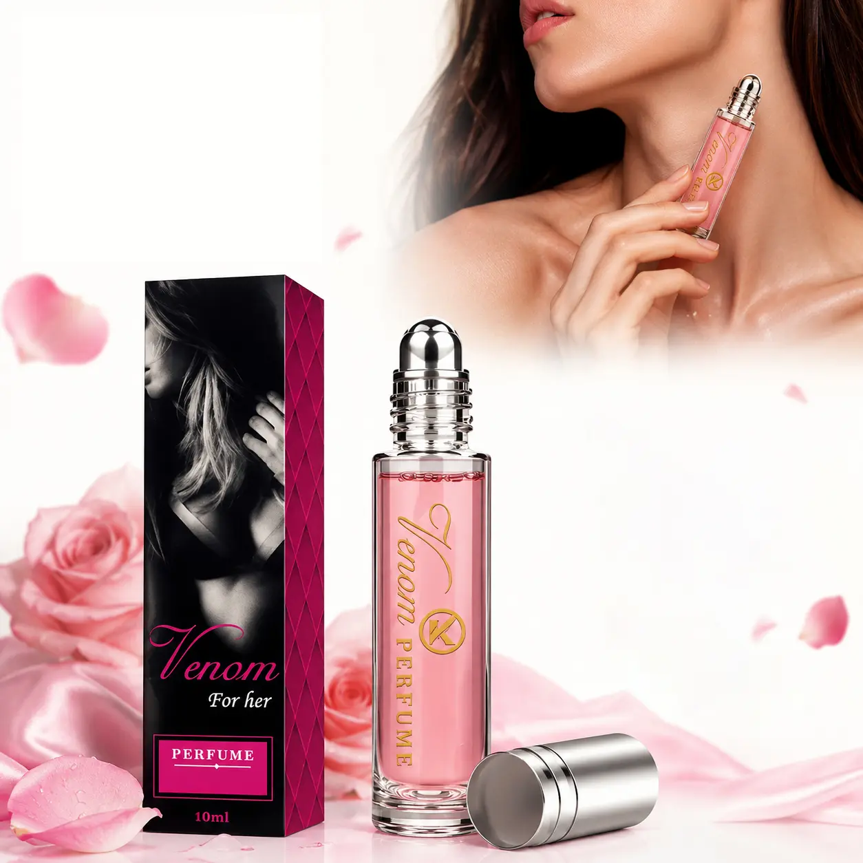 Venom Women's Allure Concentrated Pheromone Roll-On Perfume Oil - Unisex Aromatic Fruity Fragrance, Confidence-Boosting, Stylish Design, Daily Wear, Ideal Romantic Gift for Adult Fragrance Lovers, Single Item Pheromones Perfume for Women, Body Scent