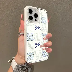 Magnetic Compatible Case for iPhone 17 16 E Pro Max 15 Plus 14 13 12 11 XS XR, Blue Bow & Florals Aesthetic Print | Shockproof, Silicone, Lightweight, Scratch Resistant, and Trendy Protection