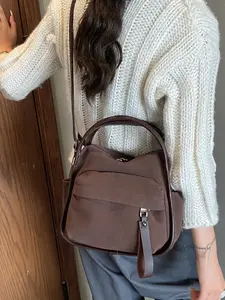 1pc  Ladies' crossbody bag, solid color and clean color handbag, zipper closure, fashionable and versatile, casual and simple, suitable for students, campus, work, commuting, shopping, ladies' crossbody bag, Elegant Commuter Bag