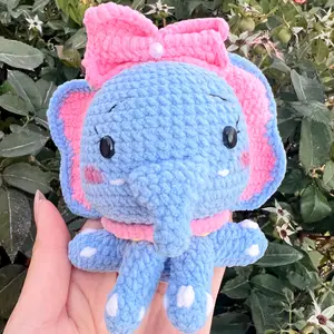 Crochet Amigurumi Elephant Home Decor Unique Gift for Friends, Family, and Yourself Handmade with Love Plushie Toy Figurine