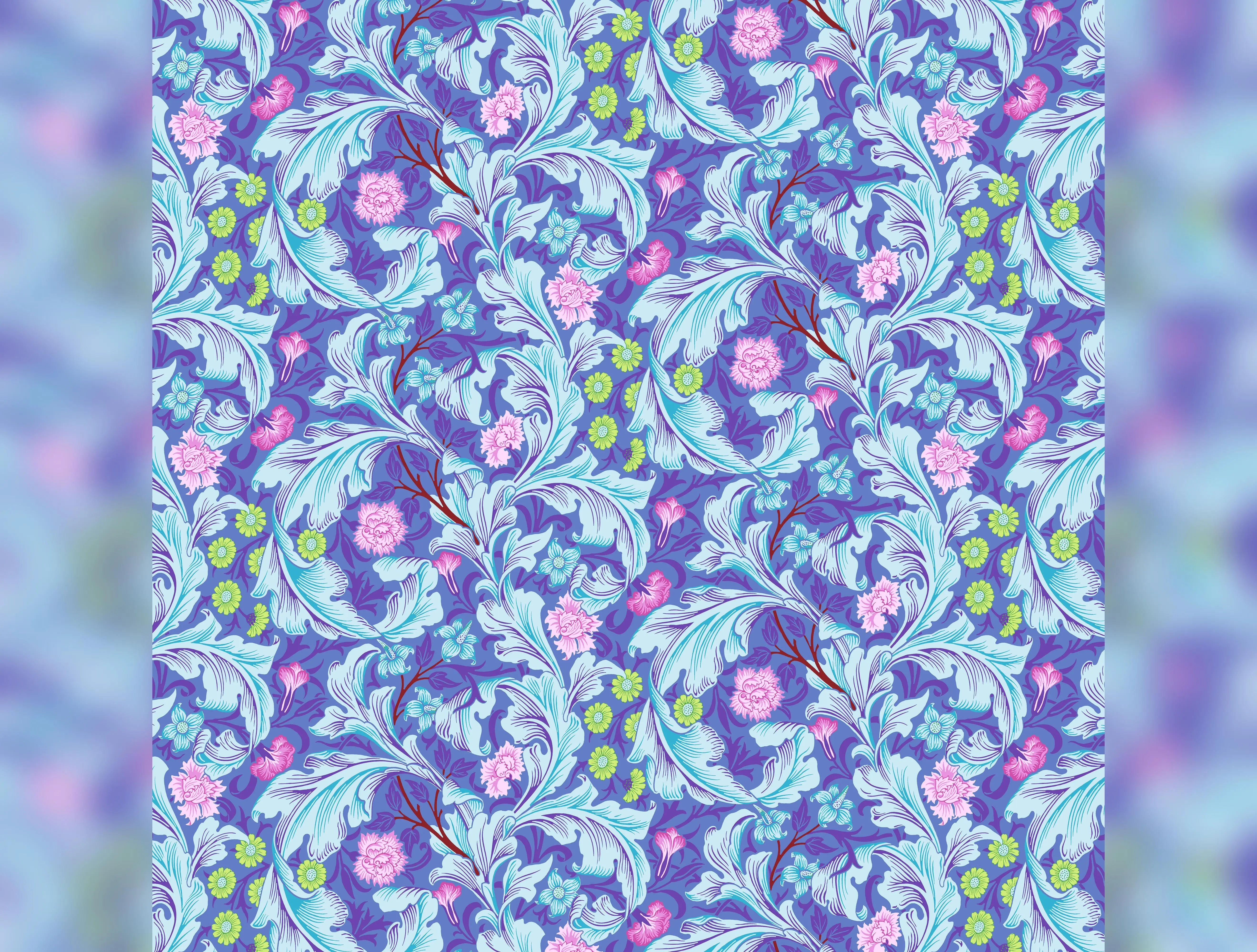 Kaffe Fassett x Morris & Co. | Leicester - Cobalt 108" Backing Fabric by Free Spirit | QBKW002.COBALT