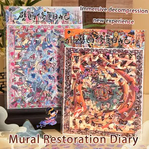 Chinese Dunhuang Style Wall Art Repair Diary Stickers, Immersive DIY Scene Decoration, Small Cultural Arts Stickers, Home Decor