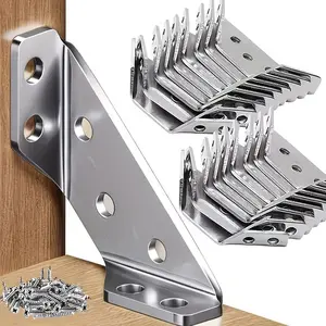 50 Durable Heavy Duty Stainless Steel Corner Brackets, Sturdy Bracket, Metal Stands for Woodworking and Furniture Assembly, Multi-Functional Clamps for DIY Projects