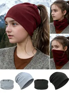Children Neck Gaiter Hat, Boys Girls Neck Protection Cover, Multifunctional Headwear, Girl Ponytail Cap, Cool Fashion Kids Accessory